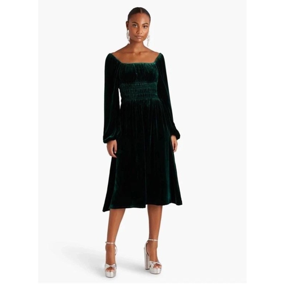 Hill House Womens The Jasmine Nap Dress Size Medium Emerald Green Velvet Silk